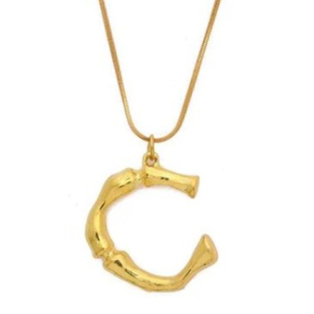 Boho-Chic Initial “C” Necklace 20 Inch Gold Tone